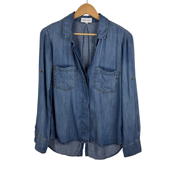 Bella Dahl Womens Denim Chambray Button Down Shirt Size XS‎ Blue Tencel Western - Picture 1 of 8